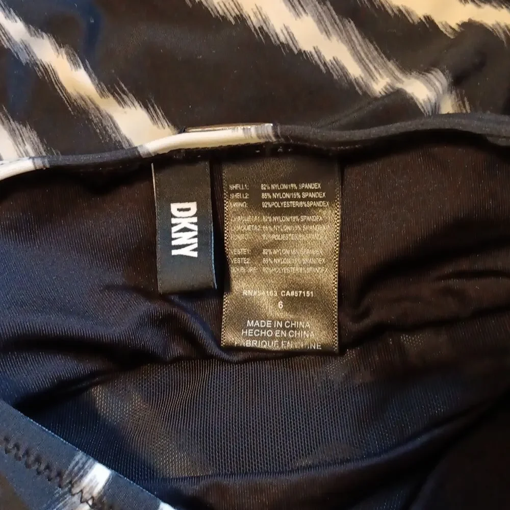 DKNY Black Nylon Spandex One Piece Swimsuit. Strapless. Illusion. - Picture 10 of 12